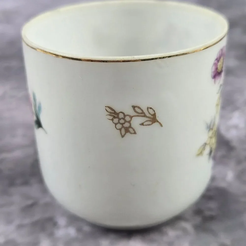 Vintage Demitasse Cup and Saucer Floral Pattern Gold Edged Made In Japan